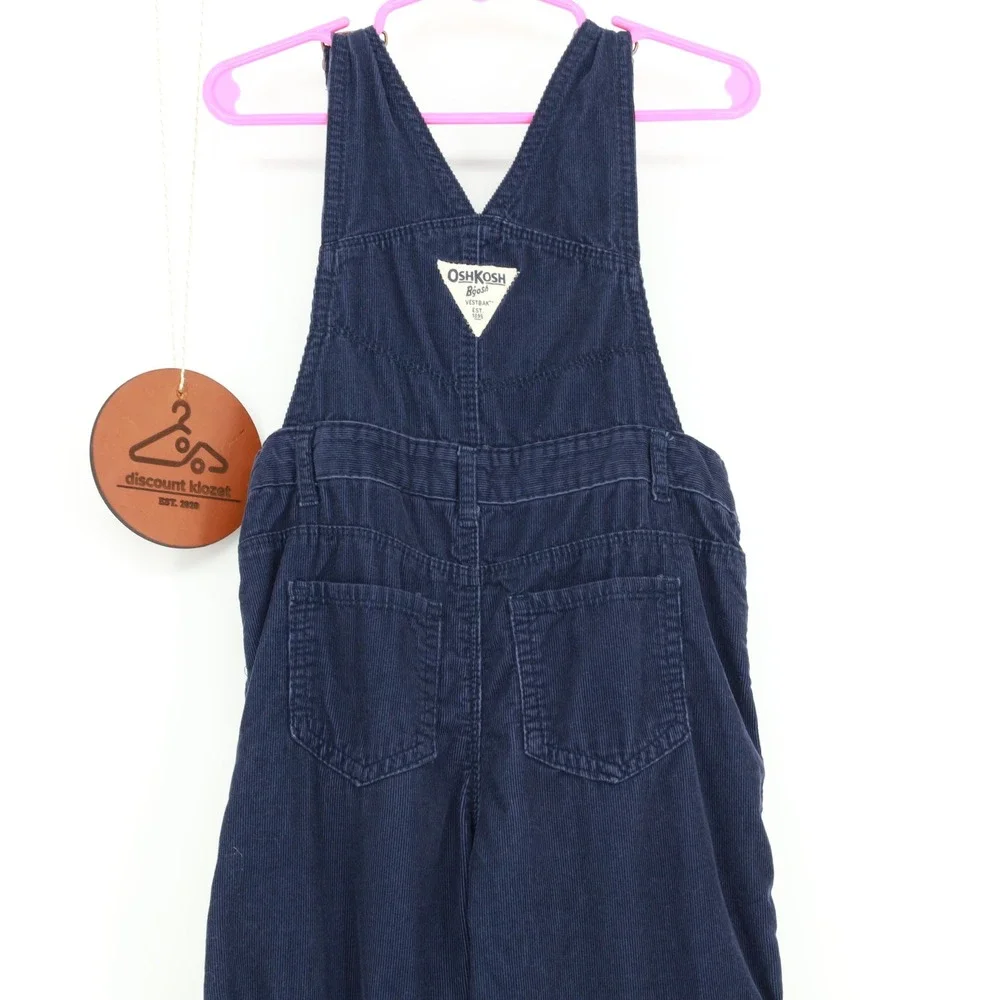 OshKosh Bgosh Toddler Navy Blue Corduroy‎ Vestbak Overalls Size 3T Flower Accent